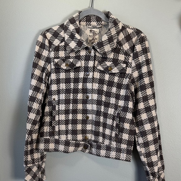 Tulle corduroy Black and White Plaid Jacket - Picture 1 of 10